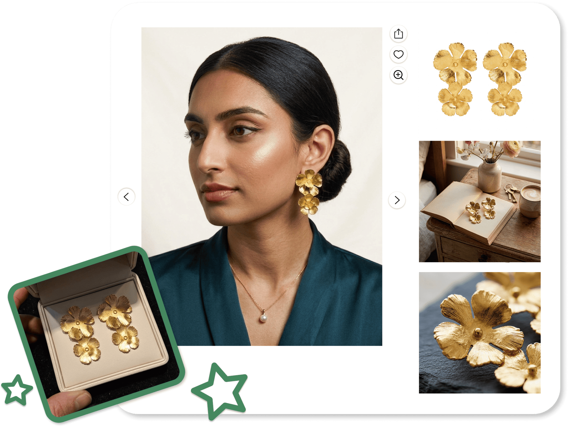 AI jewelry photos on AI models