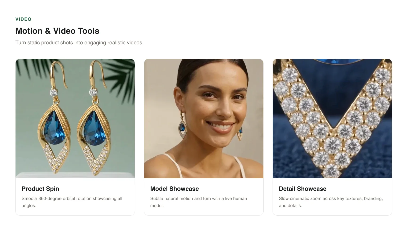 Amazon video ads AI generator in Amplyar with product spin, model showcase and detail showcase templates for amazon sponsored video ads