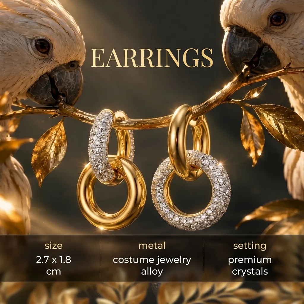Gold earrings with crystals