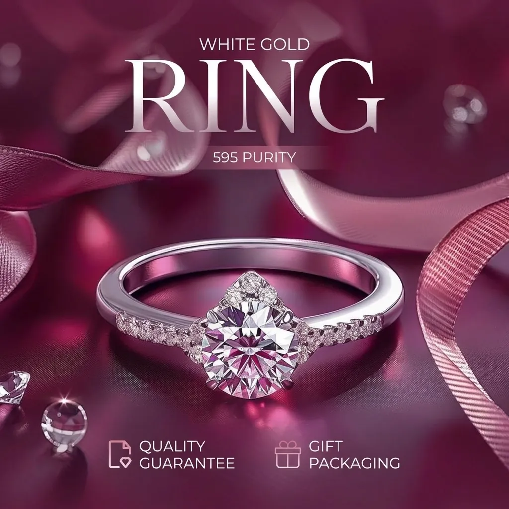 White gold ring 595 purity