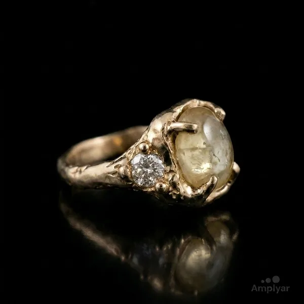 Original photo of the vintage cabochon and diamond ring uploaded to every tool