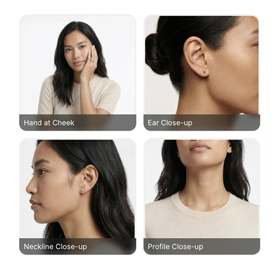 Amplyar jewelry close-up shot options on AI models
